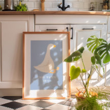 Poster d'oie soie bleu aquarelle