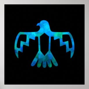 Poster d'oiseau-tonnerre bleu-vert