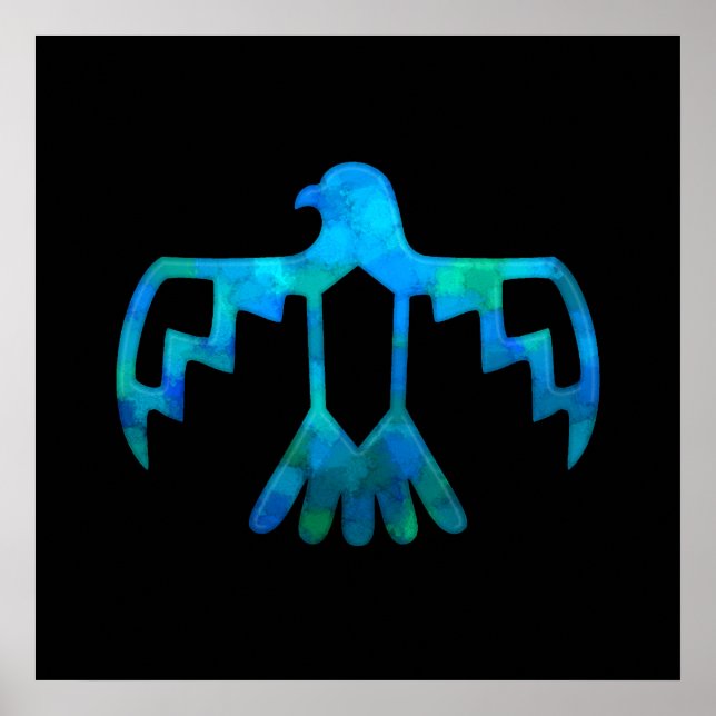 Poster d'oiseau-tonnerre bleu-vert (Devant)