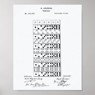 Poster Dominos 1873 Brevet Art Livre blanc