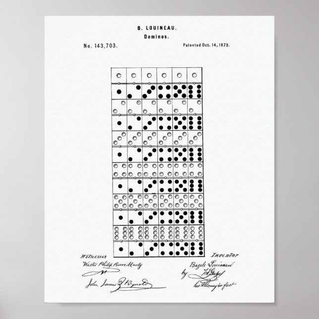 Poster Dominos 1873 Brevet Art Livre blanc (Devant)