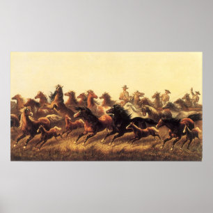 Poster Domptage de chevaux sauvages par James Walker