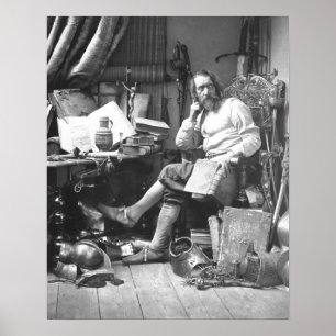 Poster Don Quichotte dans son étude