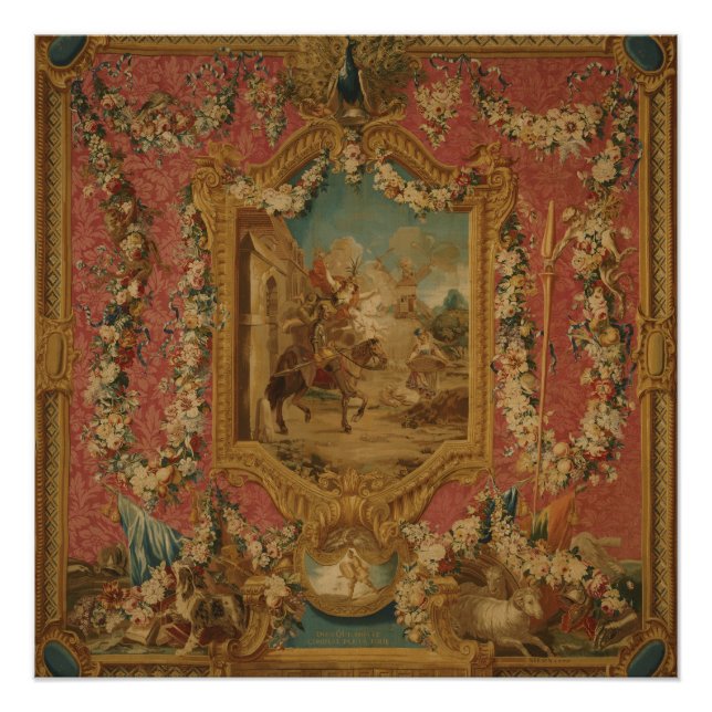 Poster Don Quixote Guided by Folly, 18th century tapestry (Devant)