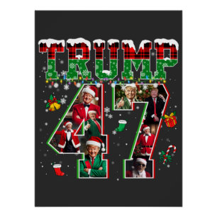 Poster Donald Trump 47e président 2024 Noël Père Noël