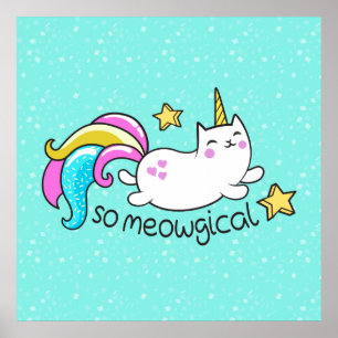 Poster Donc Meowgical Cute Unicorn kitty parties scintill