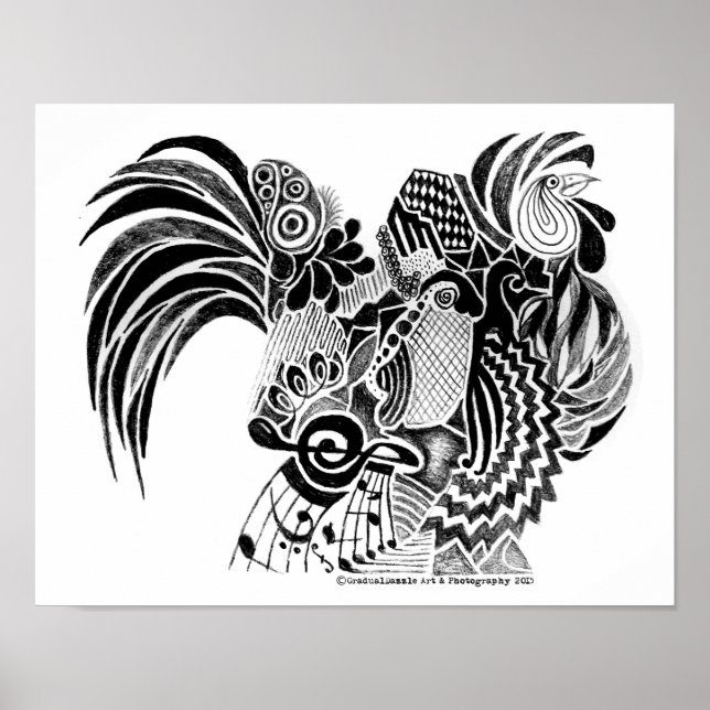 Poster Doodle de coq (Devant)