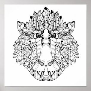 Poster Doodle de tête de singe 2