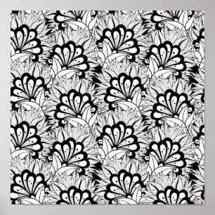 Poster Doodle Motif de fleurs 2