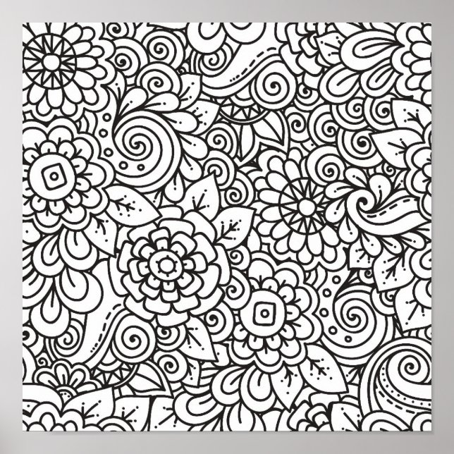 Poster Doodle rétro floral 2 (Devant)