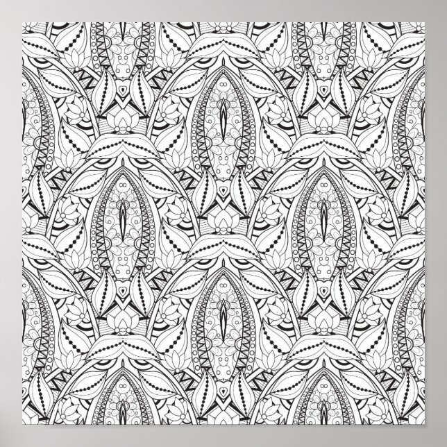 Poster Doodle tribal Abstrait 2 (Devant)