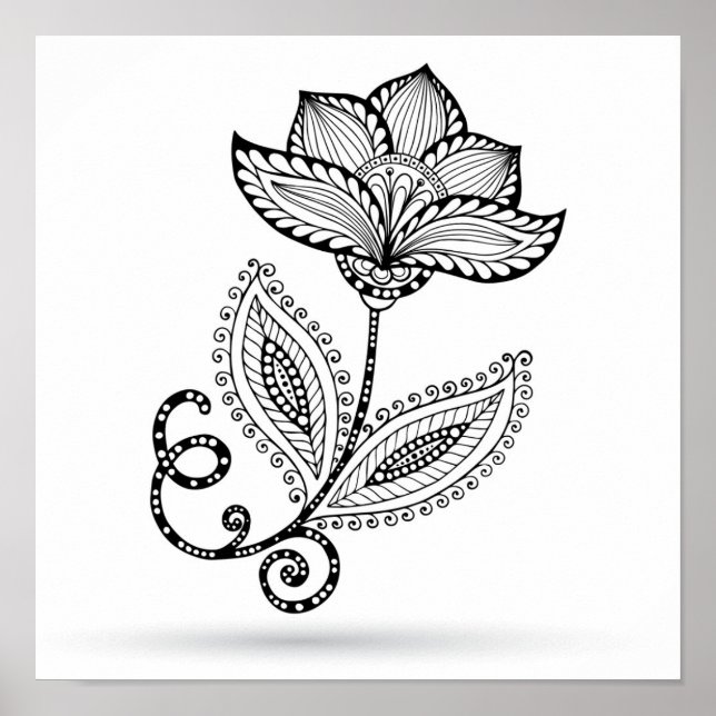 Poster Doodles Henna Paisley Mehndi 2 (Devant)