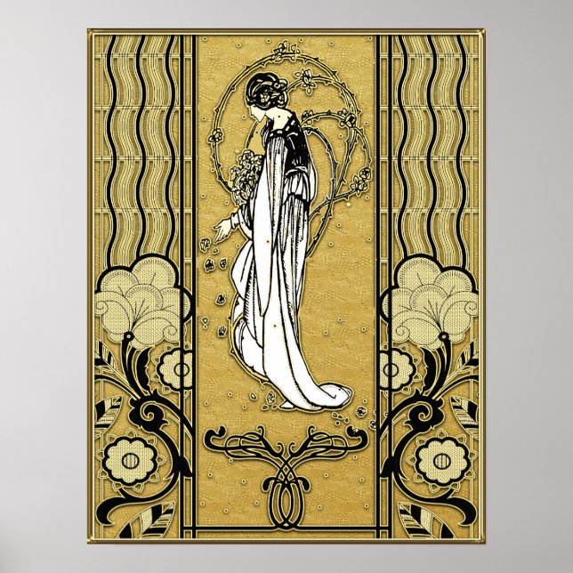 Poster d'or et d'Art nouveau noir. (Devant)