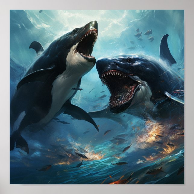 Poster d'Orca contre Kraken - Bataille épique de l (Devant)