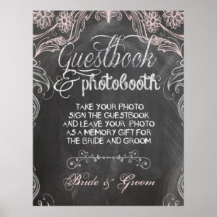 Poster d'origine Chalkboard rose Mariage Photo Boo