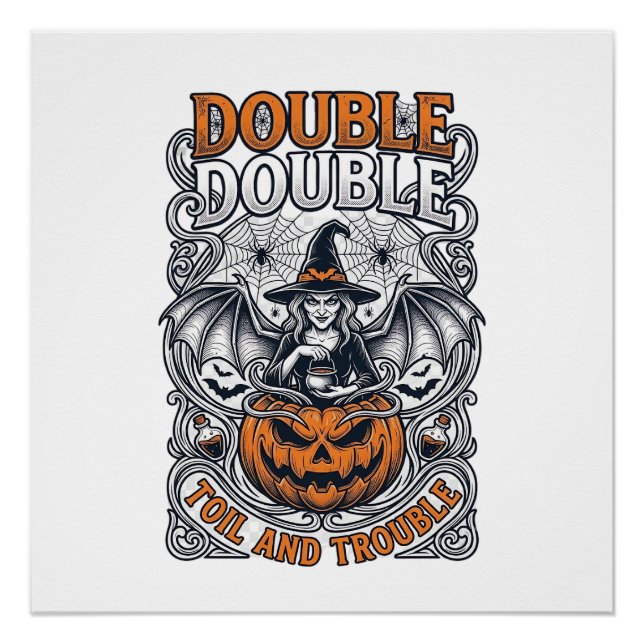 Poster Double peine Malheur Sorcière Citrouille Halloween (Devant)