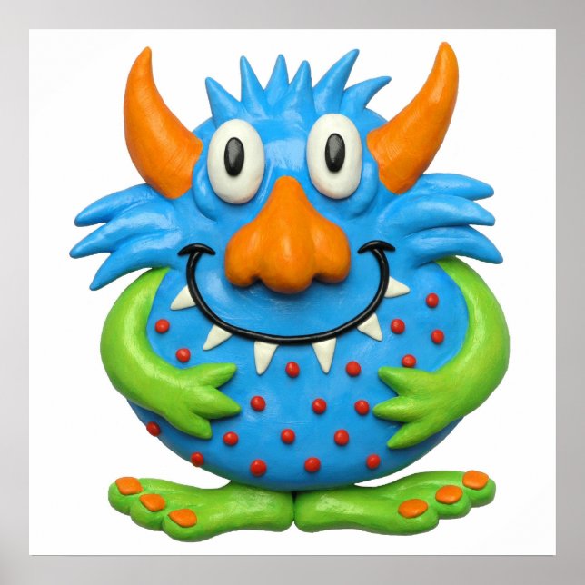 Poster Douce Baby Shower de Nursery Monstre Tacheté (Devant)