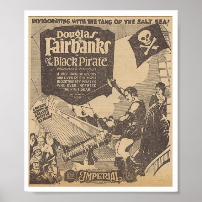 Poster Douglas Fairbanks Billie Dove Black Pirate 1926 (Devant)