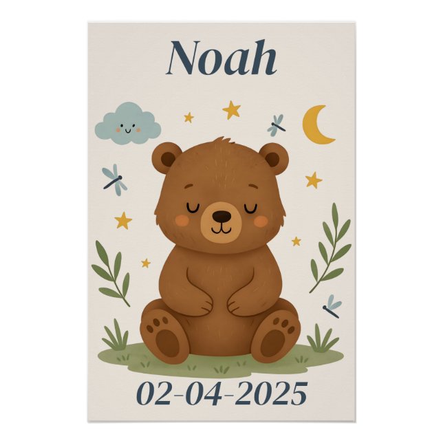Poster d'ours personnalisé pour enfants (Devant)