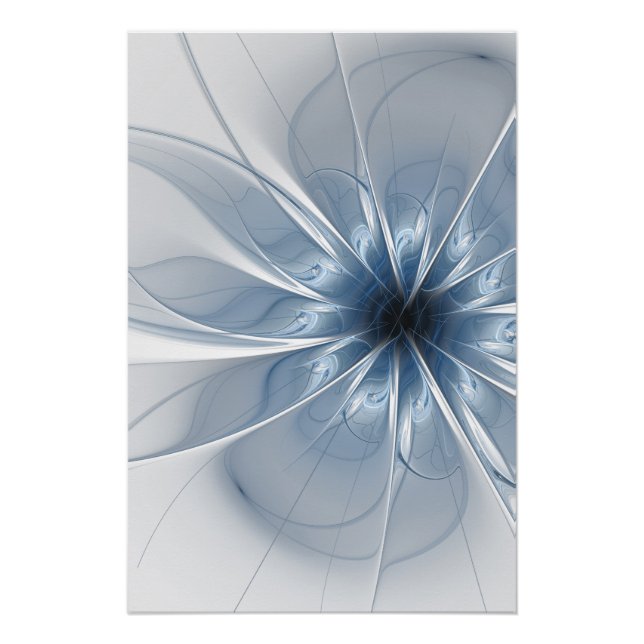 Poster Doux et tendreté bleu fleur imaginaire fractal cu (Devant)
