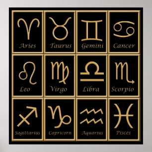 Poster Douze Signes Zodiac Or Imprimer