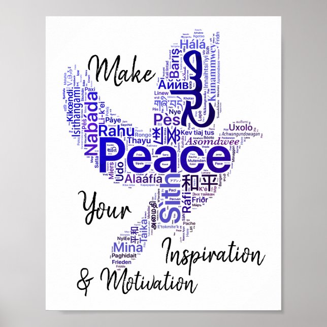 Poster Dove Word Art Inspirational Citation Paix (Devant)
