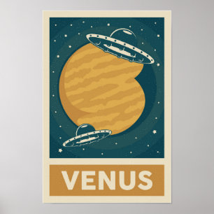 Poster d'OVNI Vénus Retro Galaxy