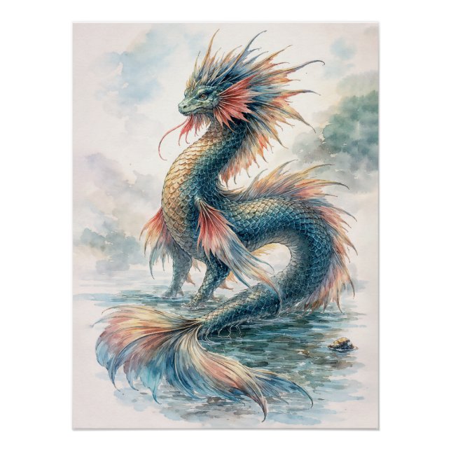 Poster Dragon Aquatique Eaux Mystérieuses (Devant)