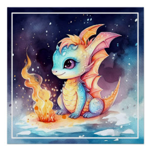 Poster Dragon Bébé Crystalized Cute