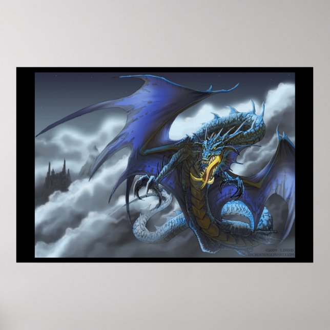 Poster Dragon Bleu - "Voler par nuit" (Devant)