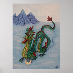 Poster Dragon chinois de destin