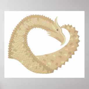 Poster Dragon de coeur de grès sur blanc