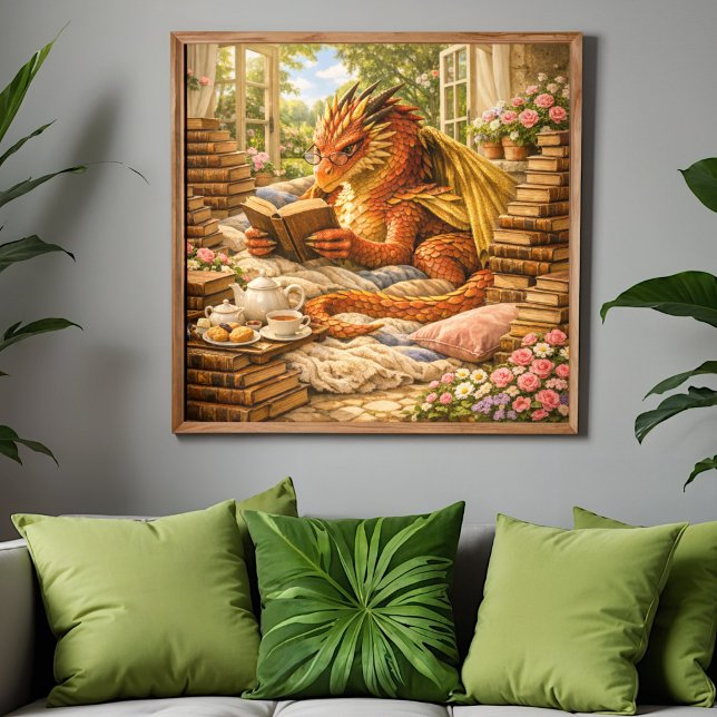 Poster Dragon de lecture cosy (Créateur téléchargé)