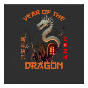 Poster Dragon du zodiaque chinois 2024
