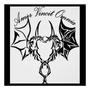 Poster dragon et licorne, amor vincit omnia