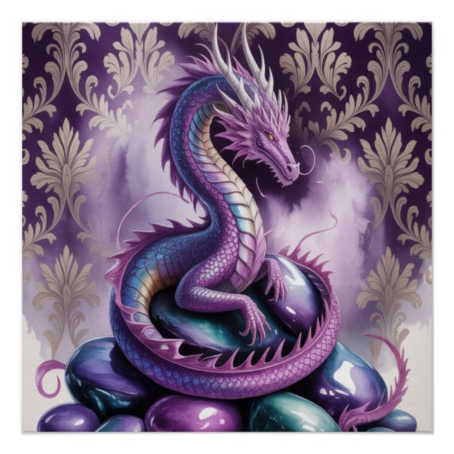 Poster Dragon gothique mystique pourpre (Devant)