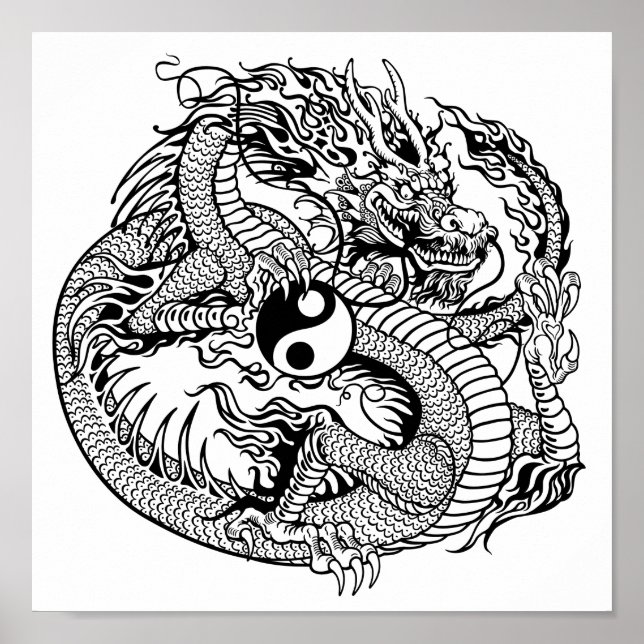 Poster dragon holding yin yang (Devant)