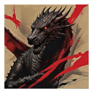 Poster Dragon Majesty - Expressionnisme Abstrait exclusif