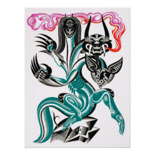 Poster Dragon mythique à 3 têtes