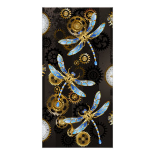 Poster Dragonflies de Steampunk sur arrière - plan rayé b