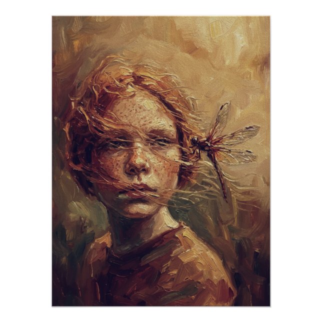 Poster Dragonflye Doré Murmure – Impressionnisme Huile Ch (Devant)