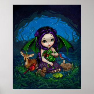 Poster Dragonling Garden 3 imaginaire fée dragon Art Impr