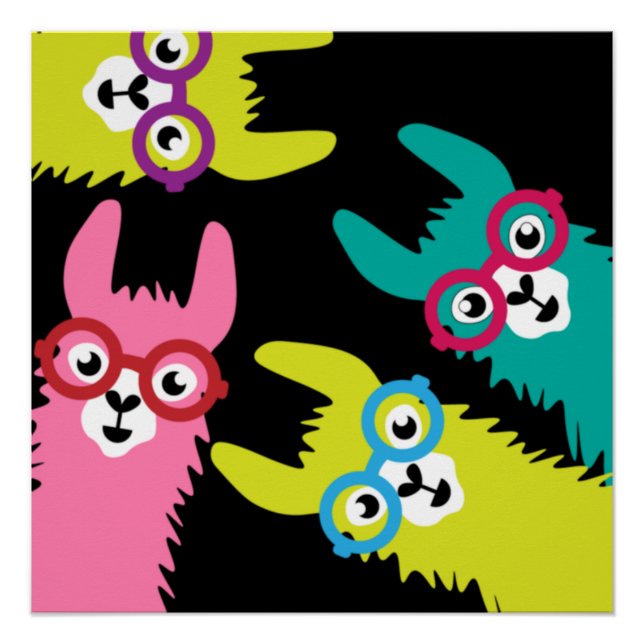 Poster Drama Llama Camélid coloré (Devant)