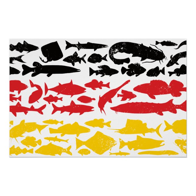 Poster Drapeau allemand fait de poisson - Design de pêche (Devant)