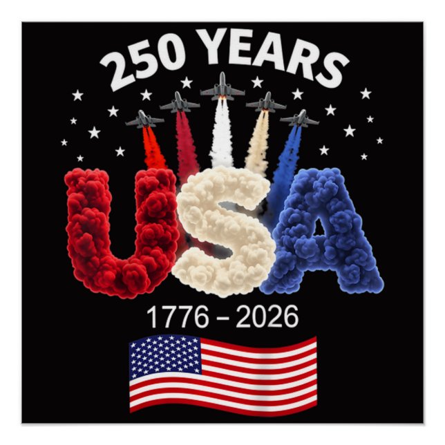 Poster Drapeau américain 250e anniversaire USA 250 ans  (Devant)