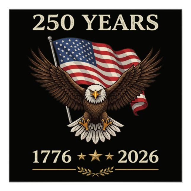 Poster Drapeau américain aigle 250 ans 1776 2026 (Devant)