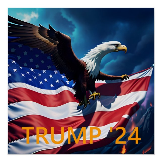 Poster Drapeau américain Aigle TRUMP 2024 (Devant)
