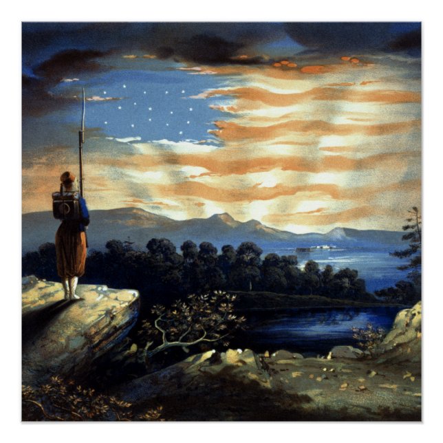 Poster Drapeau américain céleste dans le ciel, Guerre de  (Devant)