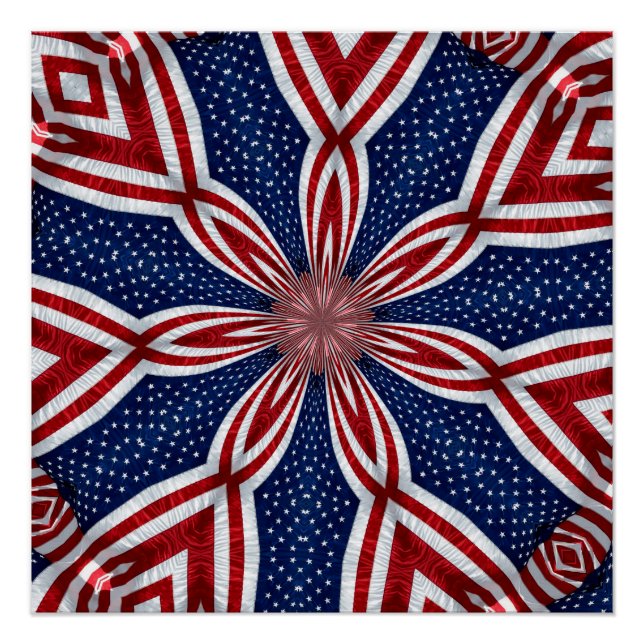 Poster Drapeau américain Kaleidoscope Abstrait 1 (Devant)