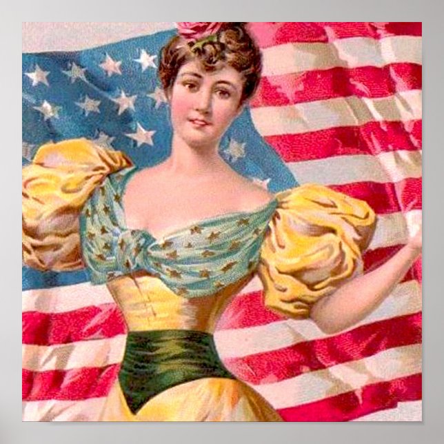 Poster Drapeau américain Lady Liberty Independence (Devant)